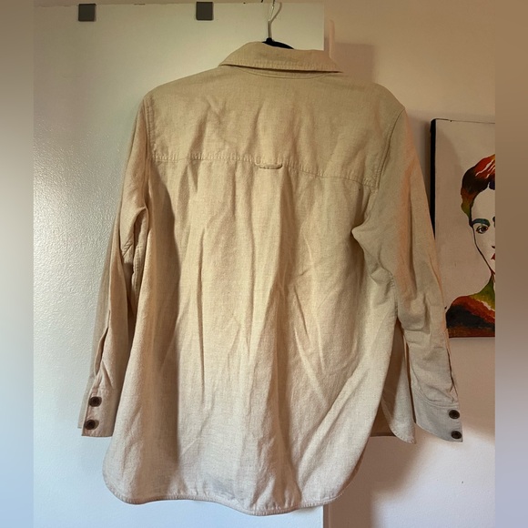 Everlane Cotton Flannel Button Down, Stone Beige, M - Picture 3 of 4